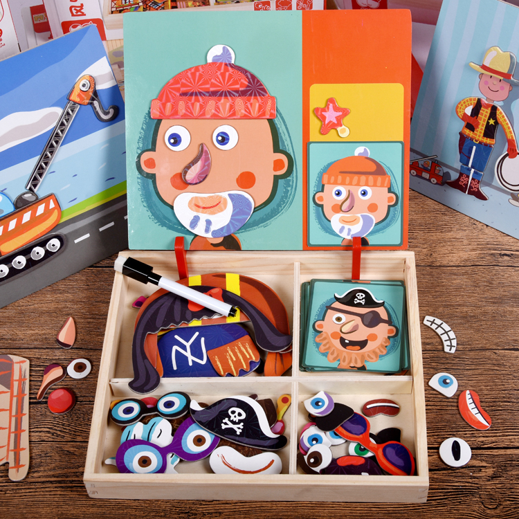 Girl Boy Toy Stereo Magnetic Puzzle Wood System Early Teaching Puzzle Drawing Board Parquet of Lethu 3456