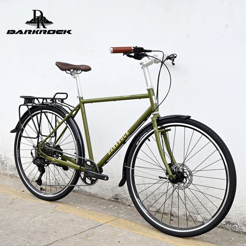 Black Rock 700C Touring Bike Long-Distance Professional Cycling Single-Speed Steel Frame Bicycle Road Commuting Butterfly Handlebar Swallow Handlebar