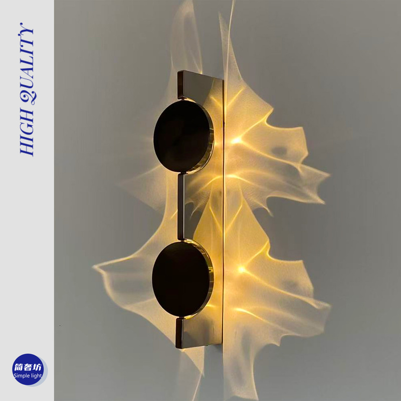 Designer Stainless Steel Rotating Light and Shadow Wall Lamp Living Room Background Wall Lamp Bedroom Bedside Lamp Corridor Aisle Wall Lamp