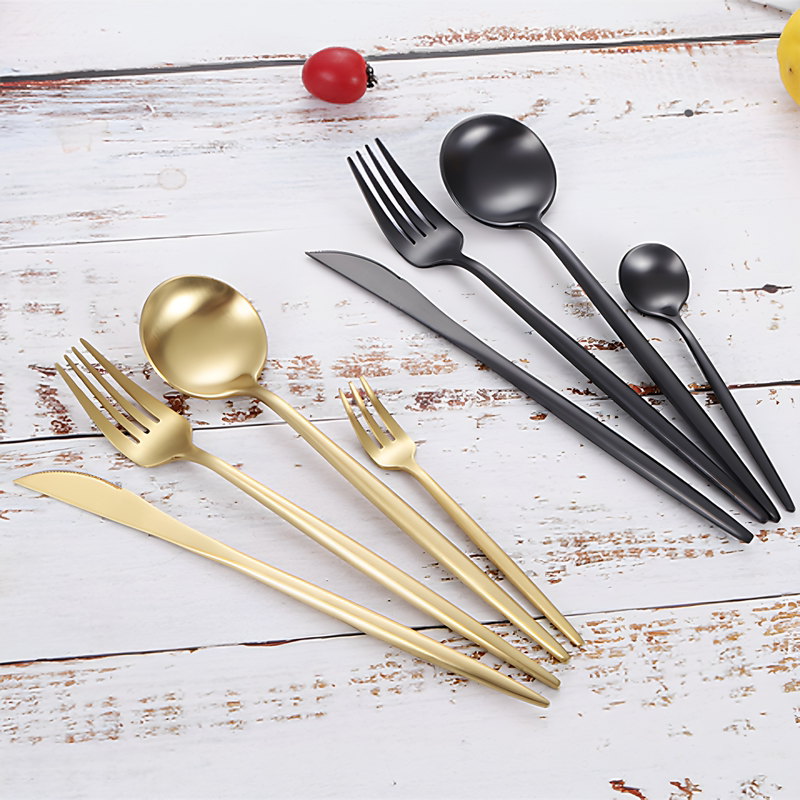 High-End 304 Stainless Steel Steak Knife, Fork, and Spoon Three-Piece Set Western-Style Tableware Gold Knife and Fork Two-Piece Set Restaurant High-End 304 Stainless Steel Steak Knife, Fork, and Spoon Three-Piece Set Western-Style Tableware Gold Knife and Fork Two-Piece Set Restaurant