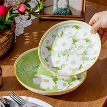 Day Style Flowers 2023 new dishes Dishes Suit Home Brief Bowl tray Bowls Chopsticks Bowls with ceramic cutlery for one generation