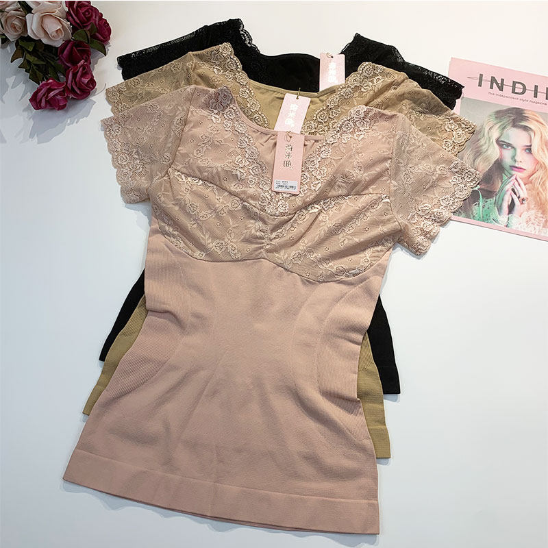 2022 Spring Autumn New Beauty Body Shapewear Vest Lace Beauty Back Round Collar Sexy Shaping Poly to Bottom Fever Underwear