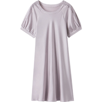 Maniform Mulberry Silk Nightgown Womens Comfortable Home Clothes Sexy Silk Living Clothes Round Neck Pajamas 20310810