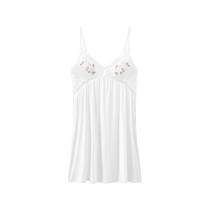 Manifen light and transparent living clothes sexy hollow suspender nightgown floral embroidered womens home clothes light and thin pajamas