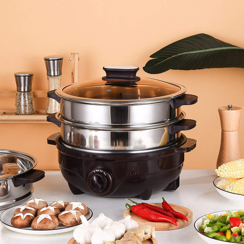 Multifunction home electric steamer three-layer steam boiler Steamed Buns Large Capacity Multilayer Steam Cage Small Insulation Automatic Power Cut