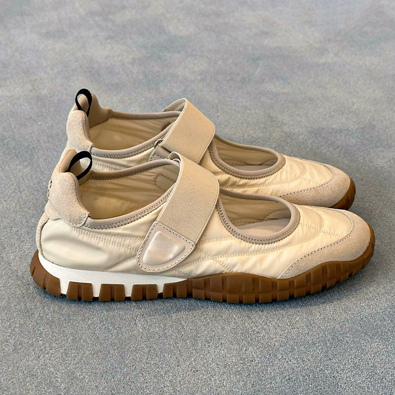 Soft Cowhide ~ Miu Brand Genuine Leather Height-Increasing Mary Jane Shoes for Women 2025 New Style Velcro Casual Ballet Shoes