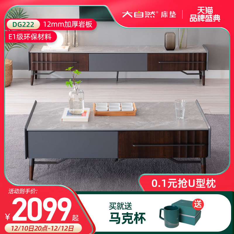 Nature home coffee table TV cabinet combination Italian style light luxury small apartment rock slab living room furniture DG222