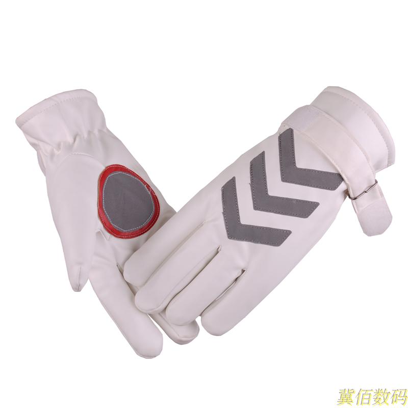 Traffic Command White Reflective Gloves Male And Female Winter Security Guard Duty Standing Guard Duty Command Custom Pu Leather Cotton Warm Cotton Gloves