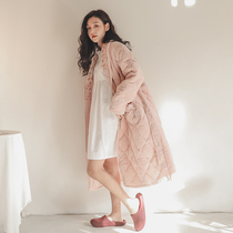 Pajamas womens autumn and winter three layers of thick cotton cotton dressing gown long plus velvet warm loose sexy home clothing bathrobe