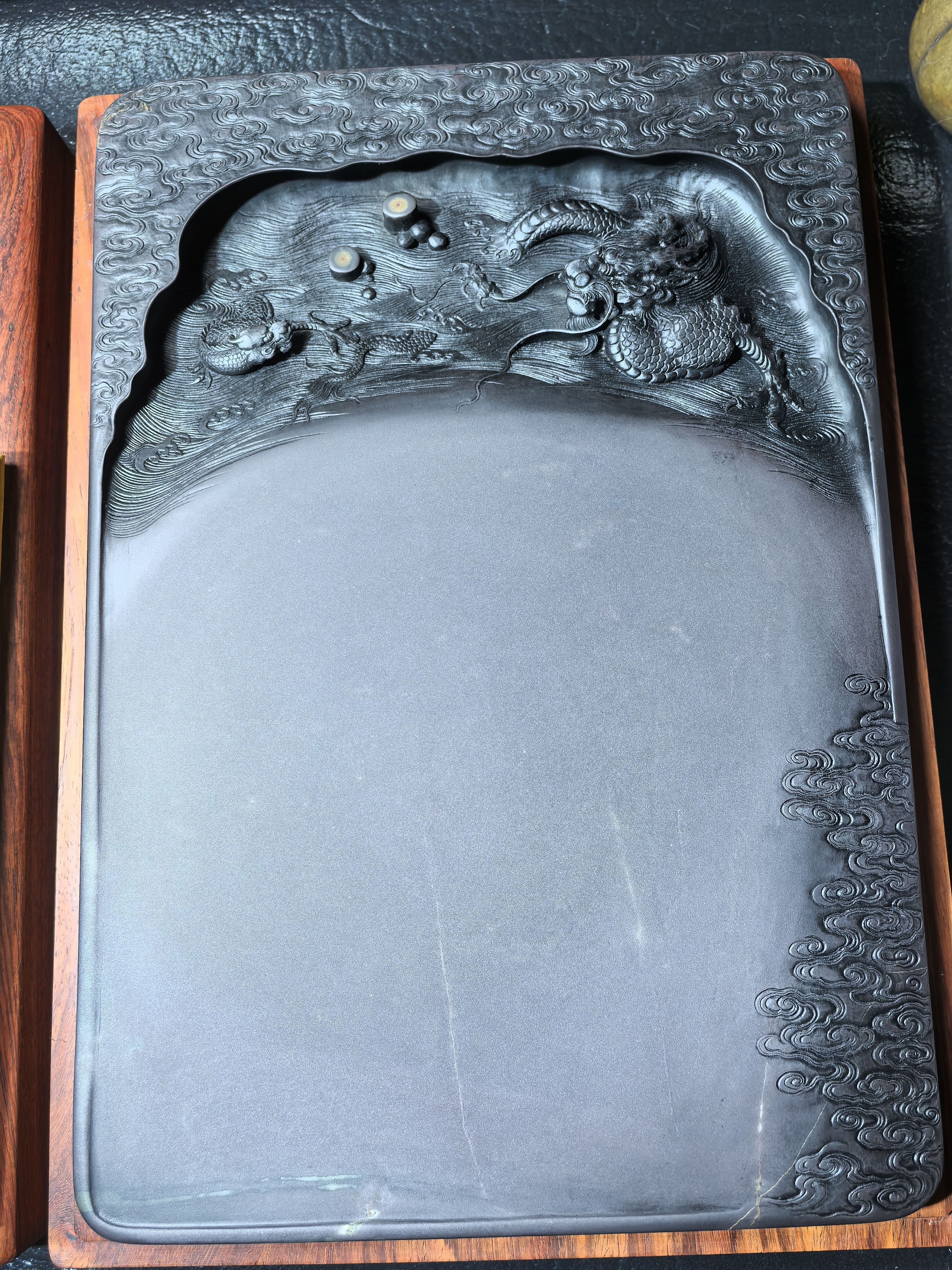 歸樸硯墨】國非遺程文端硯藏品硯大十一寸老坑仔巖蒼龍出海硯-淘寶