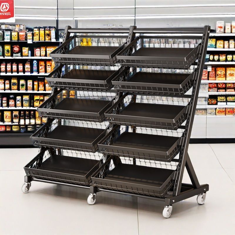 Kitchen Storage Rack Supermarket Bulk Snacks Promotion Display Rack Store Trolley Fruit and Vegetable Storage Basket