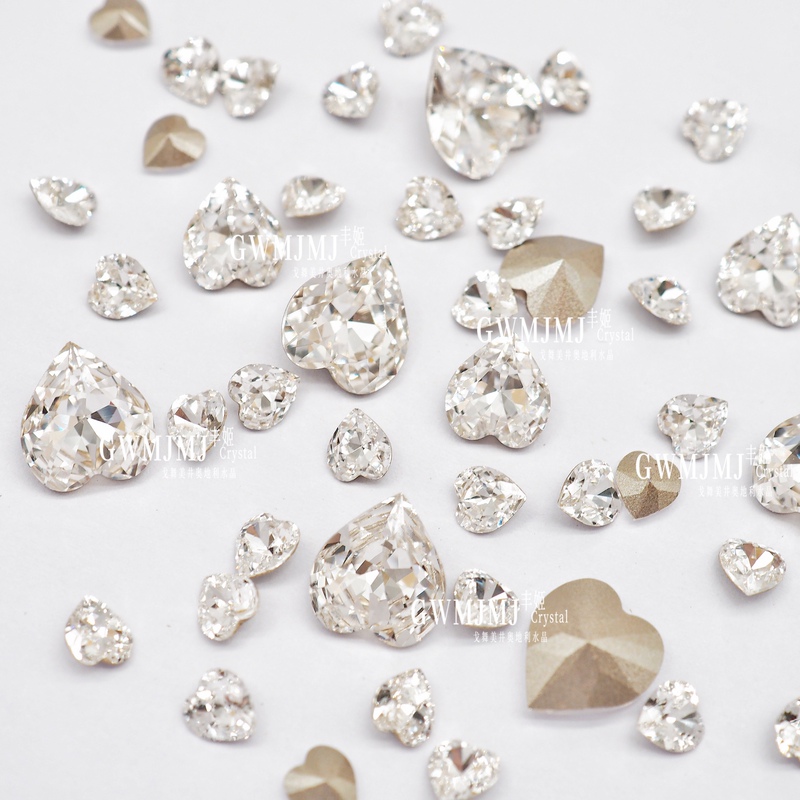 Multicolor) Austrian Swarovski 4831 Heart-Shaped Pointed-Back Rhinestones for Nail Art Decorations, DIY Rhinestone Appliques