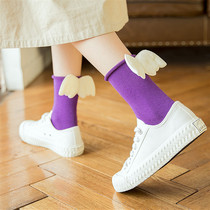 Net Red Shake Socks Woman midbarrel socks cartoon Cubism Strange Big Wings Socks 3d Cute Personality Creative Tide Socks