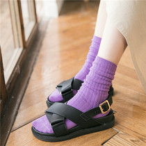 Summer Fall Thin Pile Socks socks Han Edition College Wind Purple Red Turmeric Color Long Sox Children sandals Silo Socks Tide