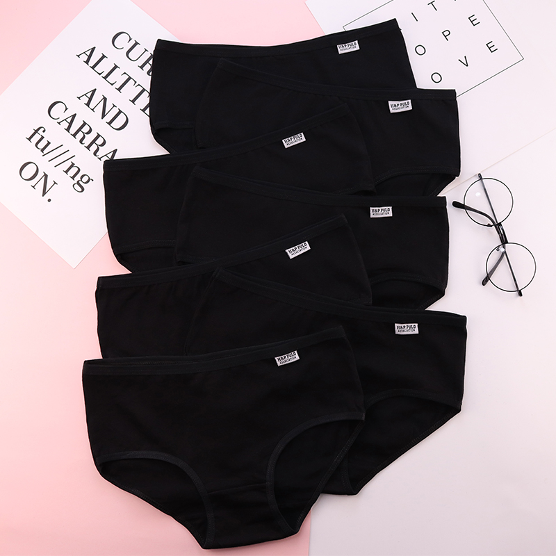 7 boxes of boxed pure black and white grey girl raw underwear female full cotton 100% minima comfortable low waist pure cotton triangular trousers
