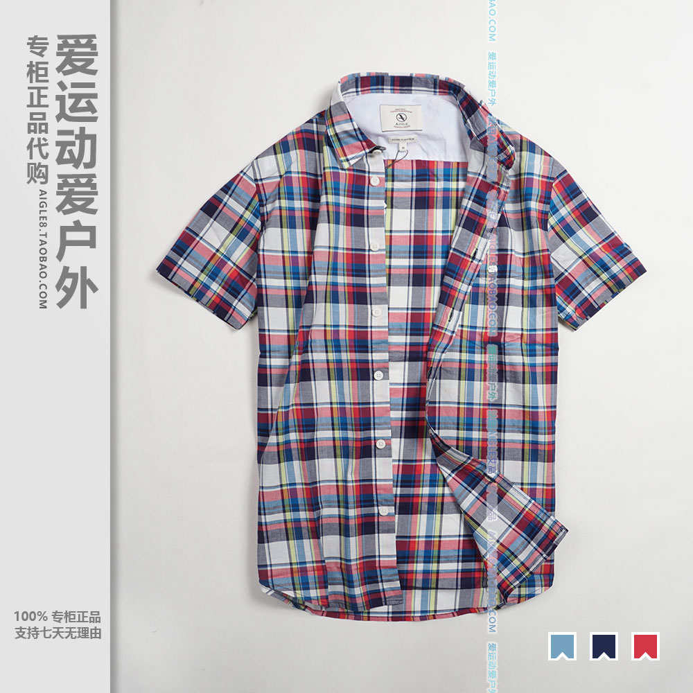 AIGLE OUTDOOR CASUAL GILL short sleeve shirt H1397colorshirt Ai high H1398 pure cotton H139A