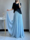 Gentle Style Pleated Skirt, Women's Spring and Summer Slimming Loose Irregular Large Hem Skirt, Blue Super Fairy Chiffon Long Skirt