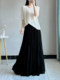 Black Pleated Skirt for Women, Spring and Summer Loose Chiffon Long Skirt, Hip-Covering, Slimming, Irregular, Super Fairy-Like, Large Hem A-Line Skirt