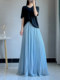 Gentle Style Pleated Skirt, Women's Spring and Summer Slimming Loose Irregular Large Hem Skirt, Blue Super Fairy Chiffon Long Skirt
