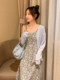 Chiffon Floral Dress with Straps for Women, Spring and Summer Design, Niche Style, Waist-Cinching, Slimming, Suitable for Petite Figures, Inner Layering Dress