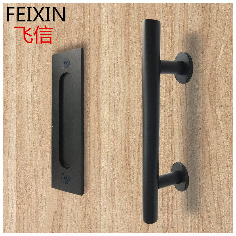 Barn door black handle moving door round dark handle modern minimalist High-end Stainless Steel Cabinet Handle Doorknob-Taobao