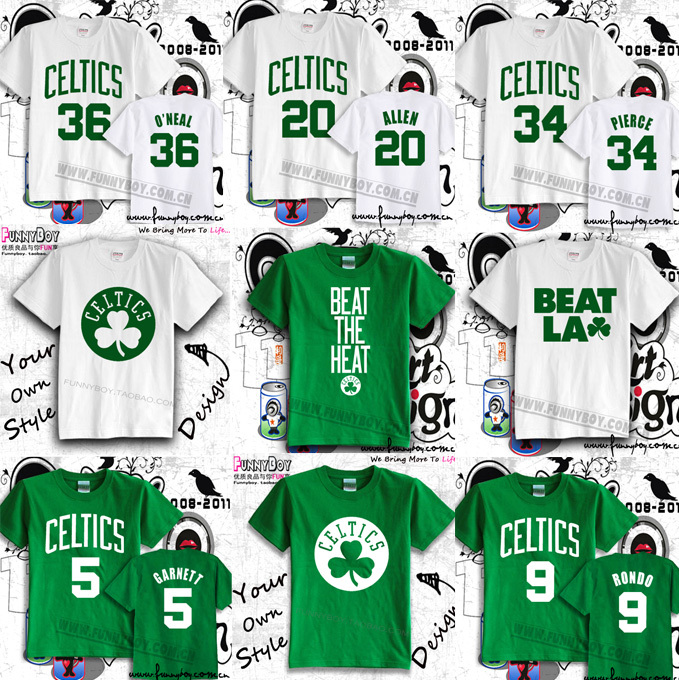 2022 Boston Celtics Tatum Rondo Jersey T-Shirt Pierce Ray Allen Garnett Short Sleeve