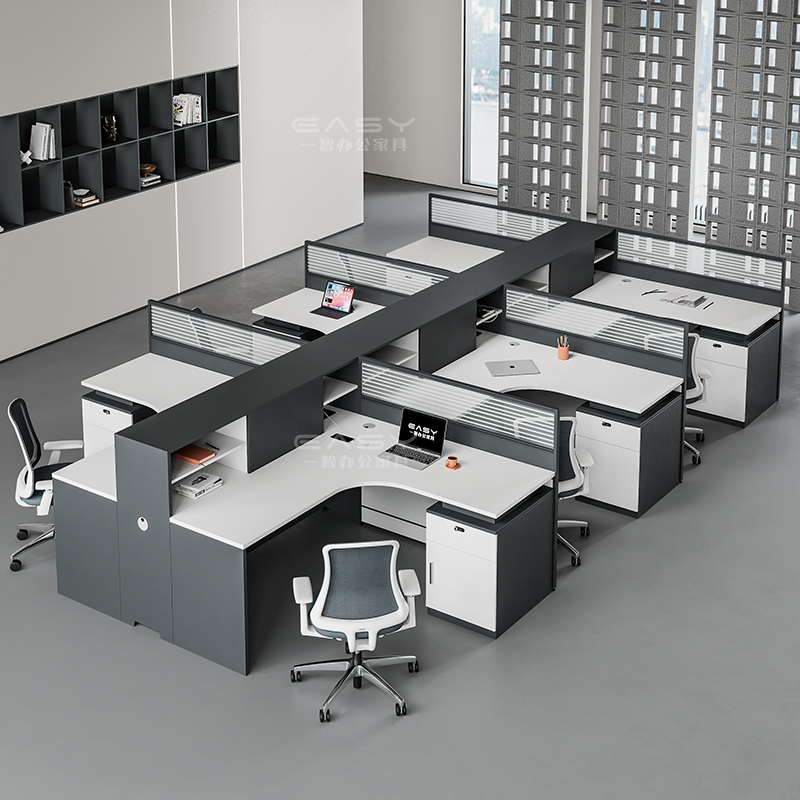 Staff Office Desk and Chair Set, Simple Modern U-Shaped Partition Workstation for 4/6/8 People, Comprehensive Office Staff Desk