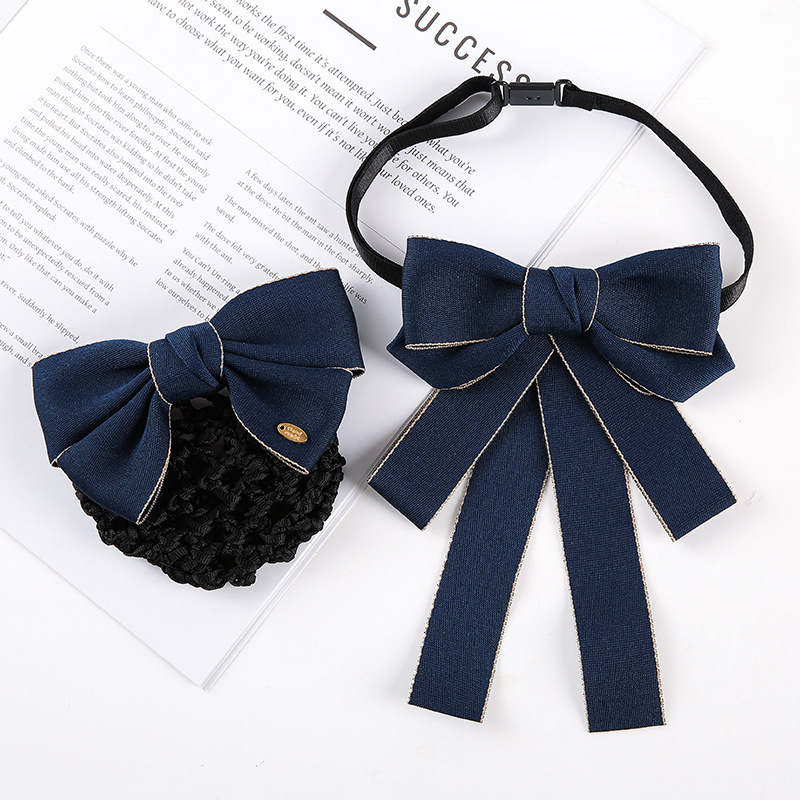 Women's Professional Neckwear Set with Flower, Bow Tie, Uniform Shirt Tie, Bow Tie Accessory for Bank, Hotel, and Postal Service