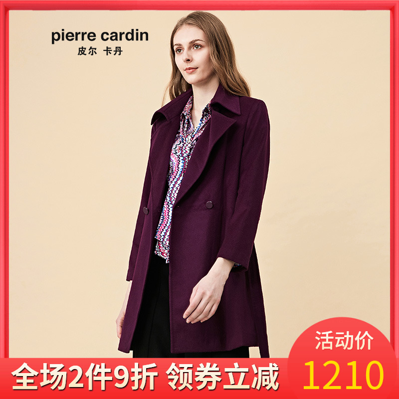 sâu màu tím dài tay len cashmere kinh doanh áo Pilkadan phụ nữ hai mặt áo ni 2019 rơi mới