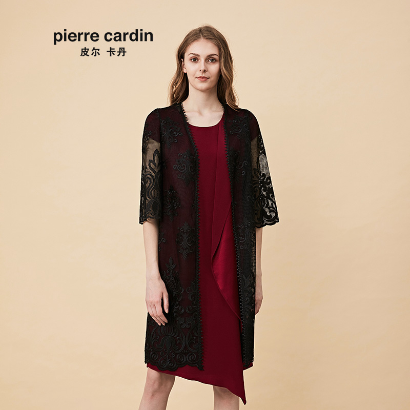 Tính cách Coat mùa thu 2019 mới Đen Thin ren Trench Lưới Medium Pilkadan nữ