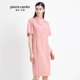 Pierre Cardin phụ nữ màu hồng in dài tay ngắn tay váy thời trang phụ nữ - váy đầm