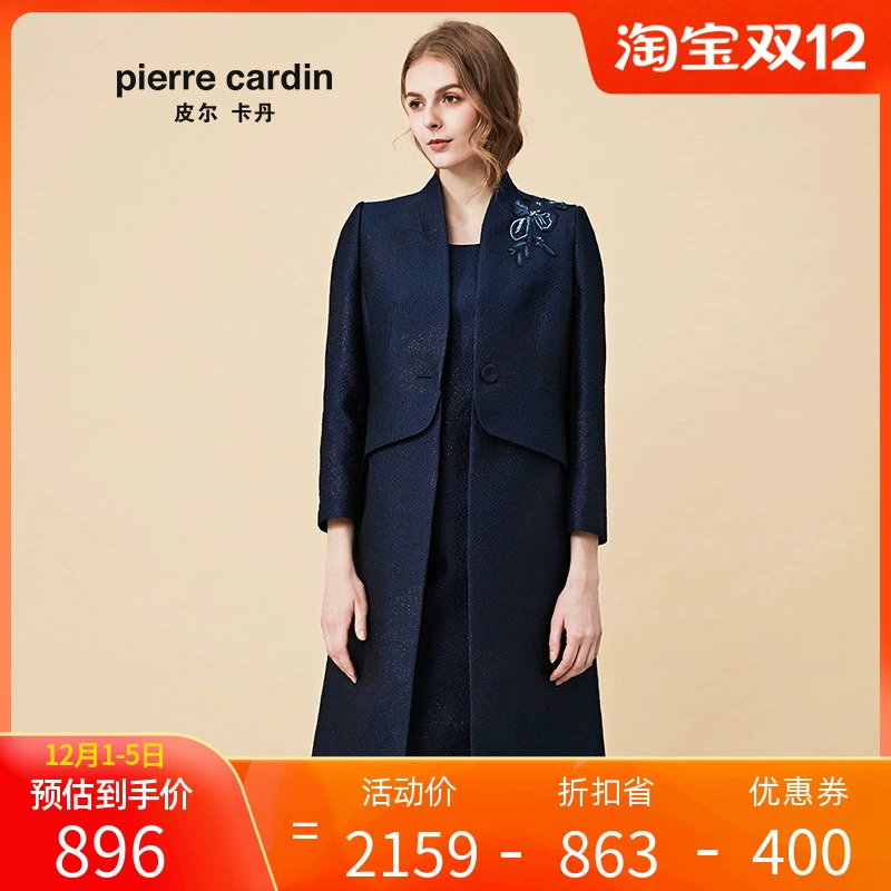 Pierre Cardin Womens Wear 2020 Fall New Navy Blue Navy Áo khoác dài thời trang Áo khoác dài P83GL03N0 - Trench Coat