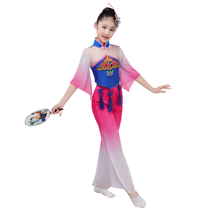 Quần áo khiêu vũ cổ điển cho trẻ em gái Quần áo Yangko Quần áo trẻ em Trung Quốc biểu diễn múa mẫu giáo quần áo phong cách mới - Trang phục cửa hàng quần áo biểu diễn cho trẻ em