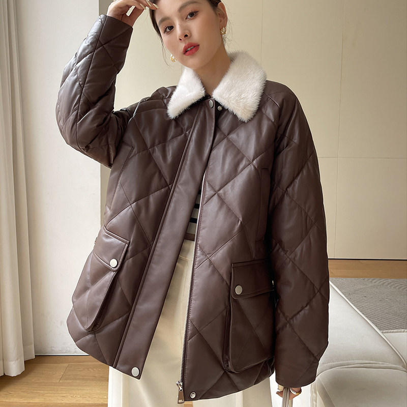 Imported fur of long - range 2022 winter new mink - plush feather coat for feather