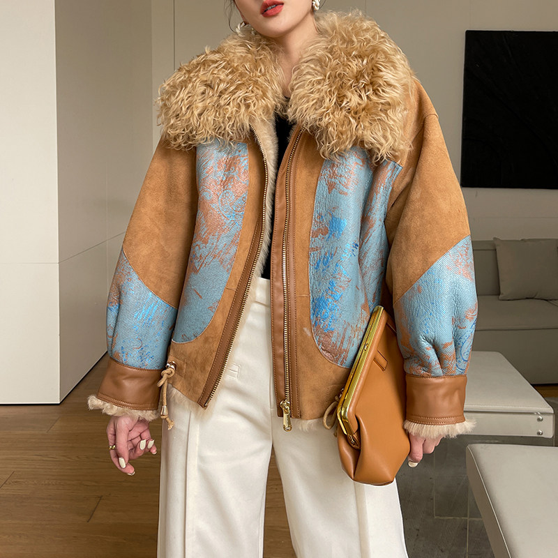 Turkey imports fur one lady short - term fashionable lamb jacket 2022 winter new fur
