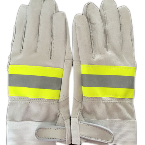 Emergency Rescue Gloves Fire Gloves White Sheep Belt Reflective Strip