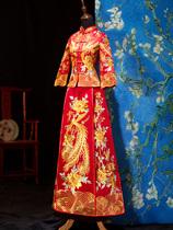 Xiuhe dress bride 2021 new wedding dragon and phoenix coat Chinese dress Wo dress headdress large size pregnant woman small child