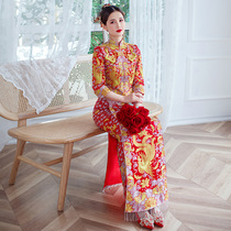 Dragon and phoenix coat Xiuhe dress 2021 new bride wedding Chinese dress wedding dress atmospheric luxury high-end Feng Guanxia style