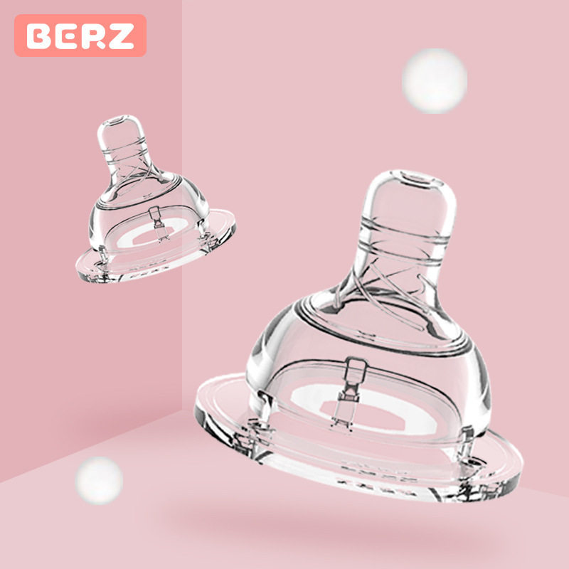 Beautiful baby wide mouth diameter silicone pacifier round hole cross hole nursing pacifier Simulation breast milk real sense thread pacifier