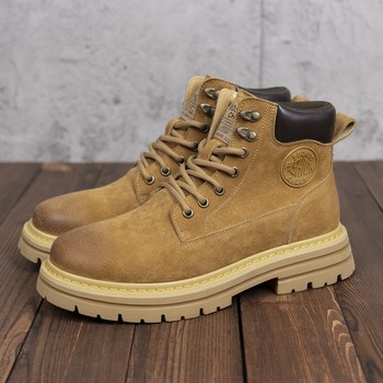 Haolun shoes men's rhubarb boots autumn and winter trendy work boots men's martin boots wear-resistant casual retro outdoor boots