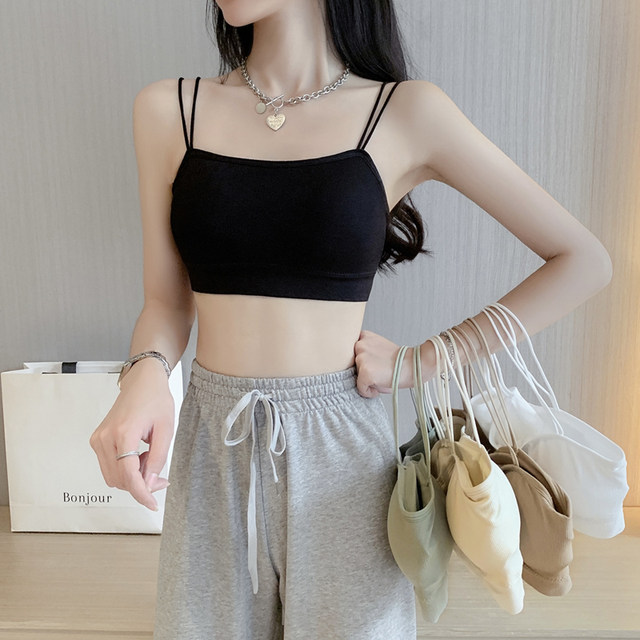 Beautiful back underwear women's anti-skid small chest bottoming vest small sling thin one-piece bra summer wrapped chest tube top