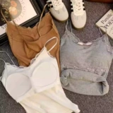 Кружевной приталенный топ с чашечками с бантиком, эффект подтяжки