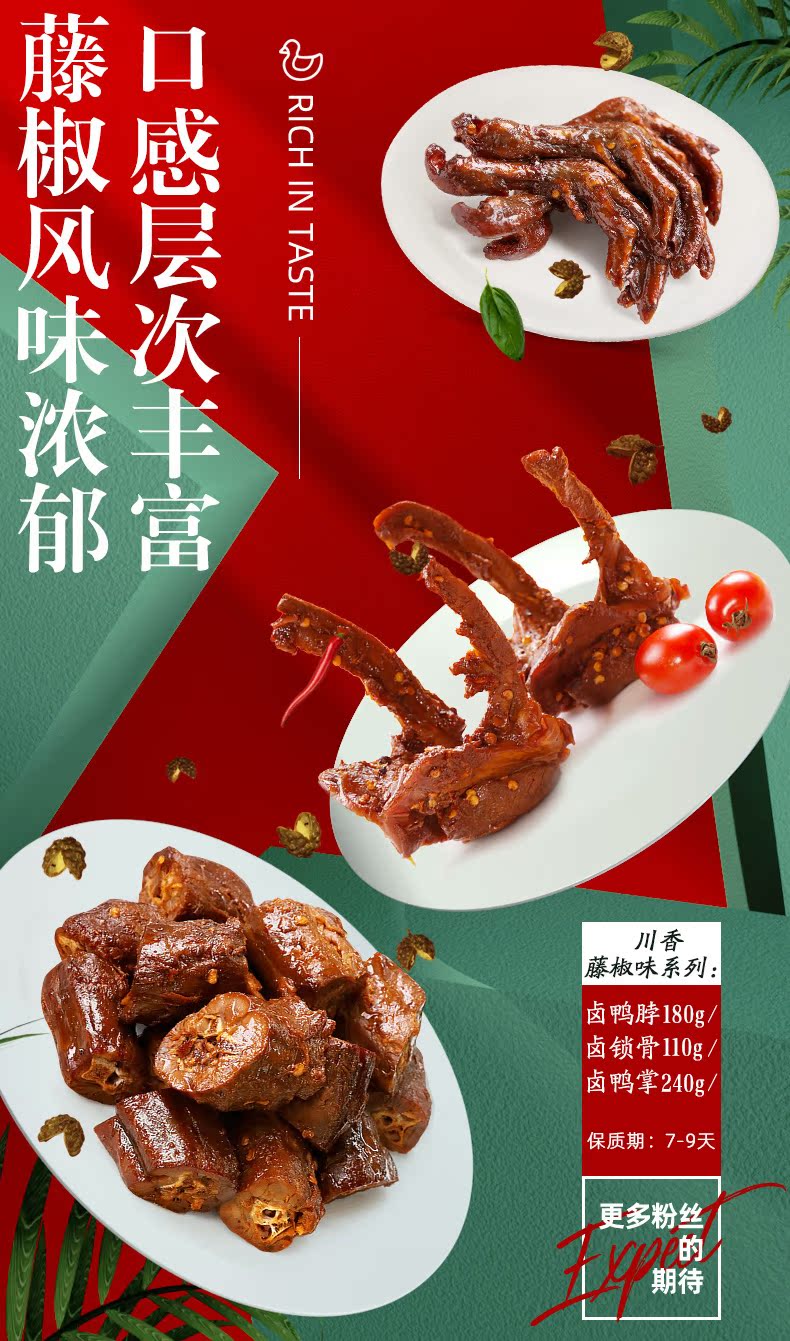周黑鸭 鸭脖/鸭锁骨/鸭掌 4盒套餐 锁鲜气调装 图1