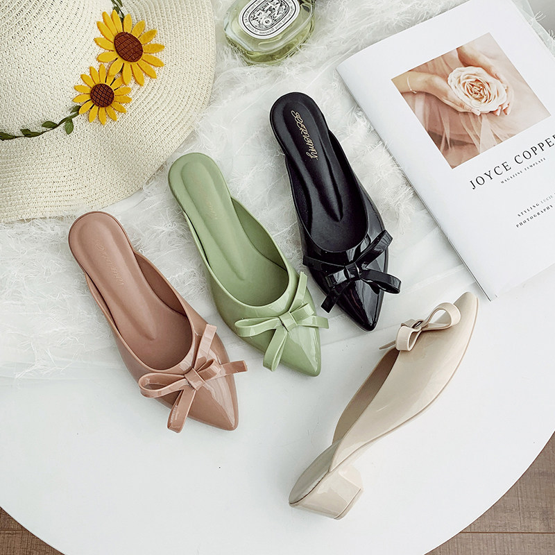 Foreign trade rain boots women's fashion outer wear pointed toe high-heeled semi-mopping water boots rain boots short tube waterproof plastic crystal jelly shoes