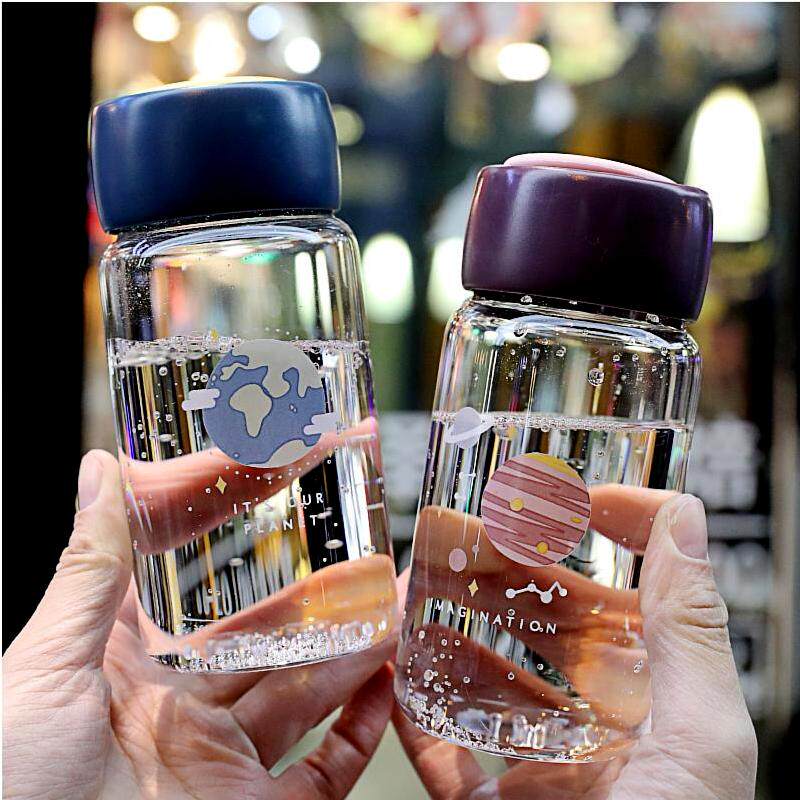 Mug glass Cups female ins original Cebu Wind portable Mini Water cup brief freshener Heat Resistant Glass Water Mug
