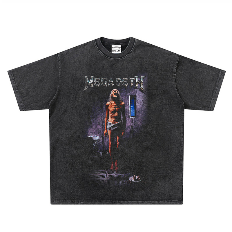 Megadeth T-Shirt Rock Band Countdown to Extinction Short-Sleeved Heavy Metal Megadeth T-Shirt Rock Band Countdown to Extinction Short-Sleeved Heavy Metal