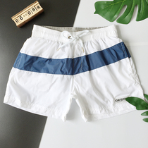 Mens beach pants Swimming trunks Mens casual sports swimming beach loose simple three-point pants white quick-drying shorts