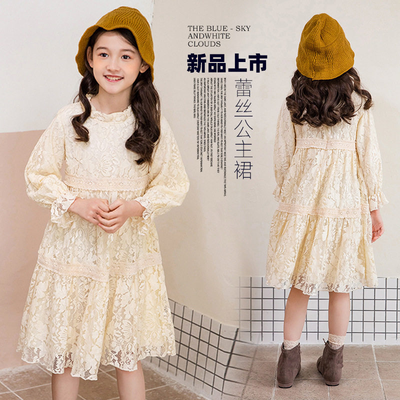 Britain's next sara girl's foreign dress 2022 spring dress new CUHK Girl Girl Lace Princess Dress