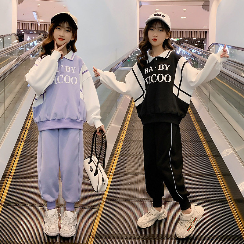 UK Next Sara Girls Spring Clothing Suit 2022 New Foreign Pie Children's Tennis Red Sports Casual Two-piece Style