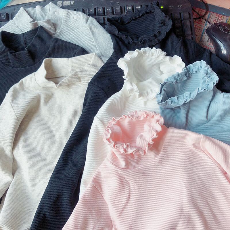 one thousand * MALE AND FEMALE CHILDREN ELASTIC PURE COTTON SEMI-HIGH COLLAR UNDERSHIRT 80-150cm